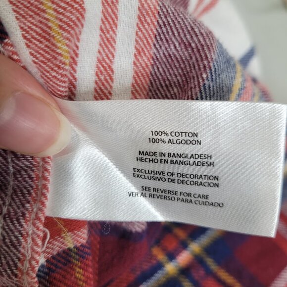 GAP Women's Long Sleeve Red Plaid Button Front Collar Cotton Shirt Top Small - Picture 11 of 11